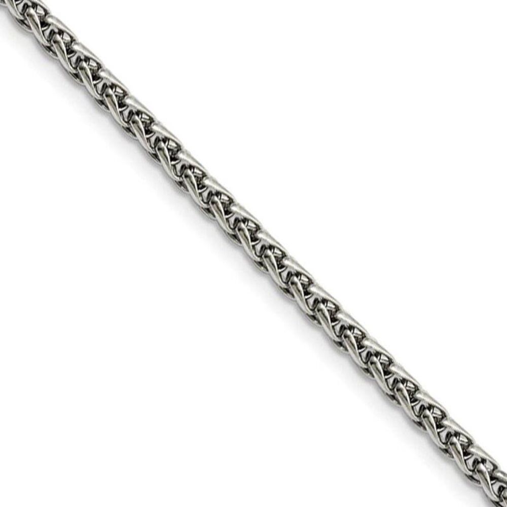Men's 4mm Stainless Steel Wheat Chain Necklace, 22 Inch